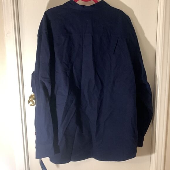 IZOD NWT navy blue flannel double pocket button down shirt Size 3X - Picture 5 of 6